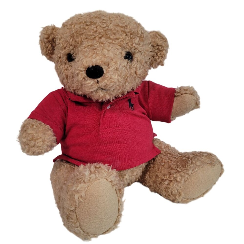 Vintage Ralph Lauren 14" Polo Bear Plush Stuffed Animal Toy with red polo